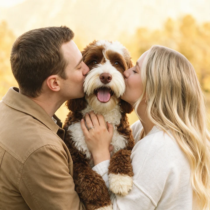A family enjoying life with their Adorable Labradoodle